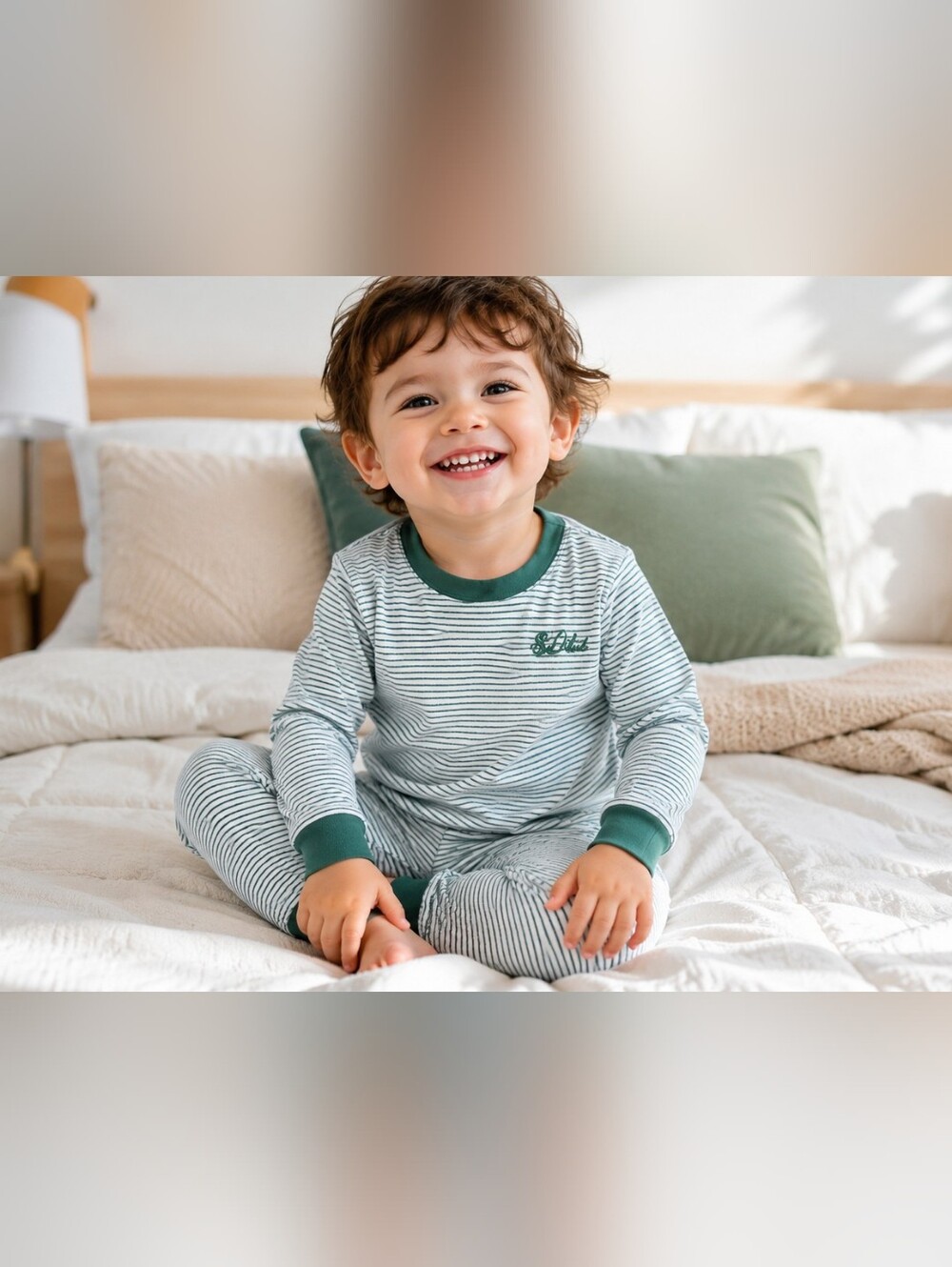 LAKE Green Stripe Toddler Pajama Set Size 4 | Soft Cozy 2 Piece PJs #2182